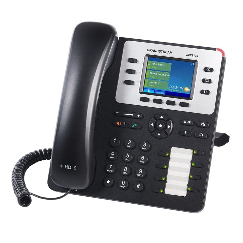 Telefono IP GranDStream 3 Lineas SIP 2 Puertos Gigabit 802.3AF Pantalla LCD 2.8" Audio HD Conferencia 4 Vias Incluye Adaptador GXP2130