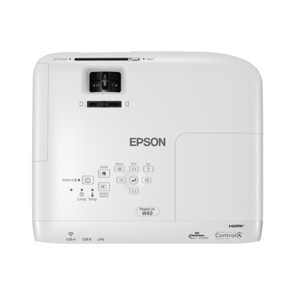 Proyector Epson Powerlite W49 Pantalla hasta 320" de 3800Lumenes WXGA Conectividad USB HDMI Ethernet y Otros V11H983020