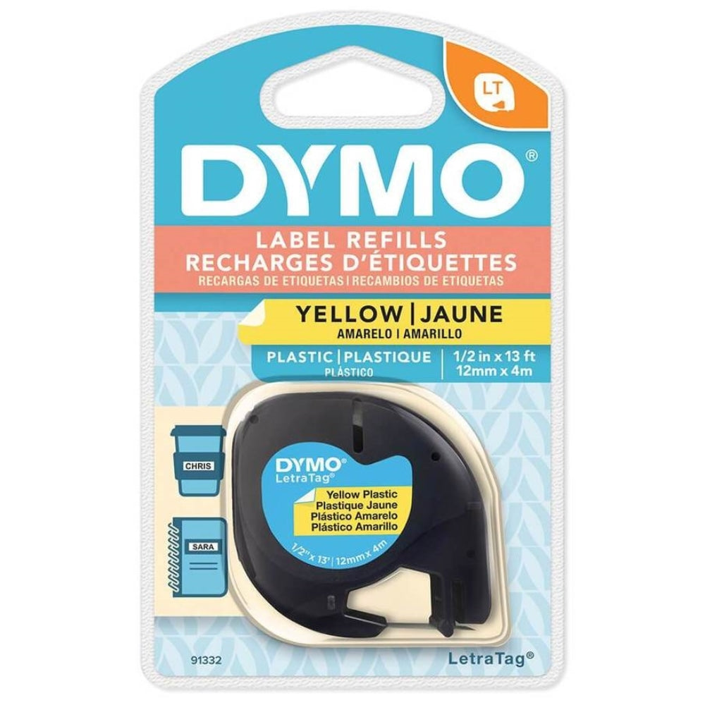 Cinta Dymo Letratag Plastico texto Negro fondo Amarillo 12mm x 4m 91332