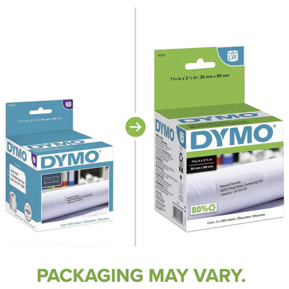 Etiqueta Dymo Labelwriter 520 Piezas de 36mm x 89mm 30321
