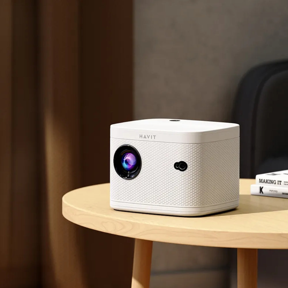 Proyector Havit Smart HD Soporta 4K 10000 Lumens 230 ANSI Lumens WiFi Doble Banda 2.4 y 5.0 GHz Sonido HiFi Enfoque y Alineacion de Pantalla Automatico PJ210 PRO-EU-W
