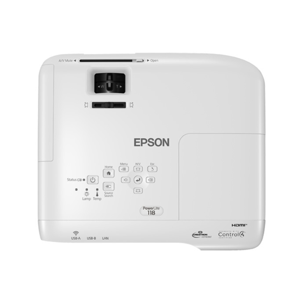 Proyector Epson Powerlite 118 Pantalla hasta 300" de 3800Lumenes XGA Conectividad USB HDMI Ethernet y Otros V11HA03020