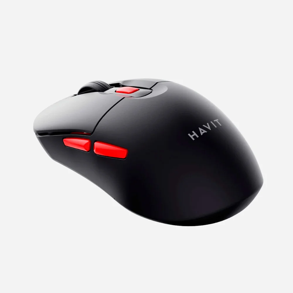 Mouse Havit Inalambrico Dual Tecnologia 2.4GHz Bluetooth 5.1 con 6 Botones 800,1200,2400 DPI Color Negro con Rojo MS59WB-BR