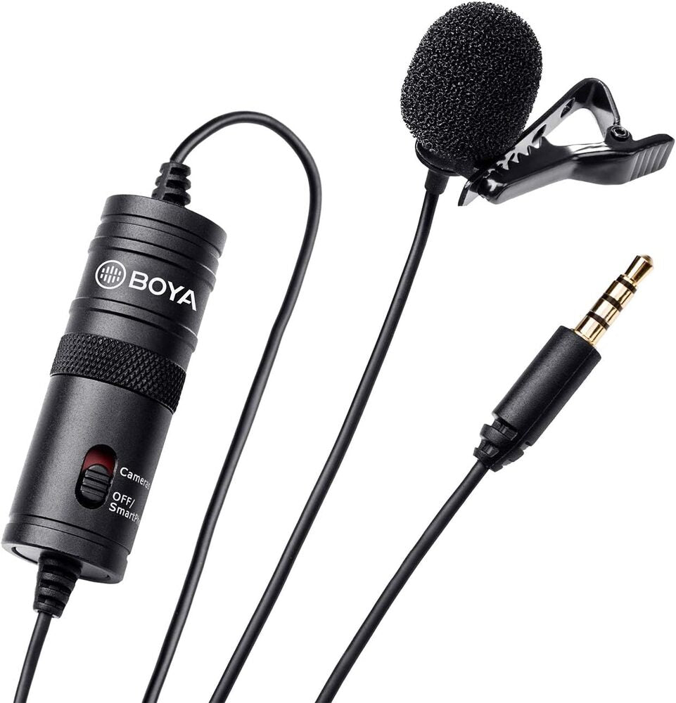 Microfono de Solapa Boya Omnidireccional Cable de 6m Espuma para Viento BY-M1