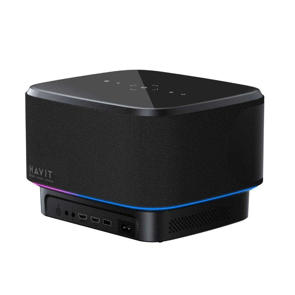 Proyector Havit Android TV FullHD 1080P Pantalla 40" hasta 120" 14000 Lumens 550 ANSI Lumens Altavoz Estereo HiFi PJ300 PRO-US-BK