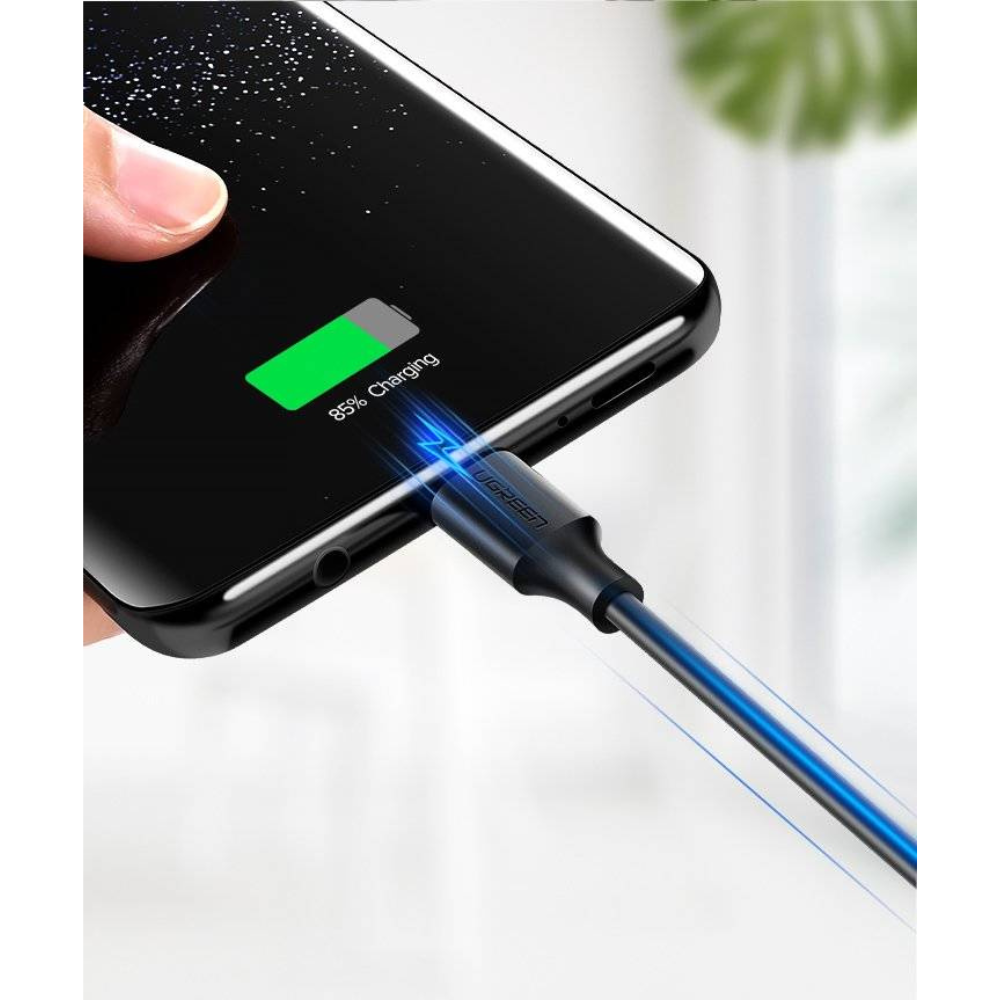 Cable Ugreen USB-A 2.0 a USB-C Carga Rapida 5V 3Amp Transferencia hasta 480Mbps Compatible con QD3.0 de 1M color Negro 60116