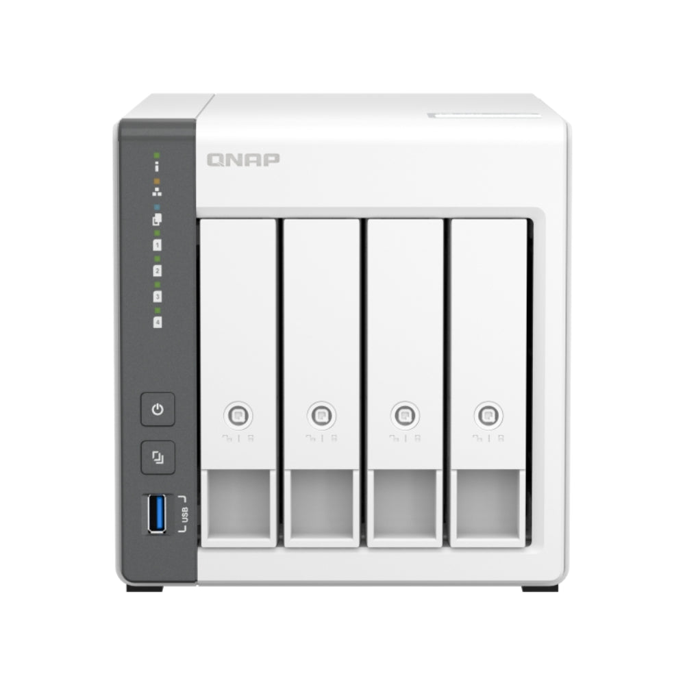 Servidor NAS Qnap de 4 Bahias Procesador ARM Cortex-A55 con 4GB RAM 1 Puerto 2.5GbE 1 Puerto GbE 3 Puertos USB TS-433-4G-US