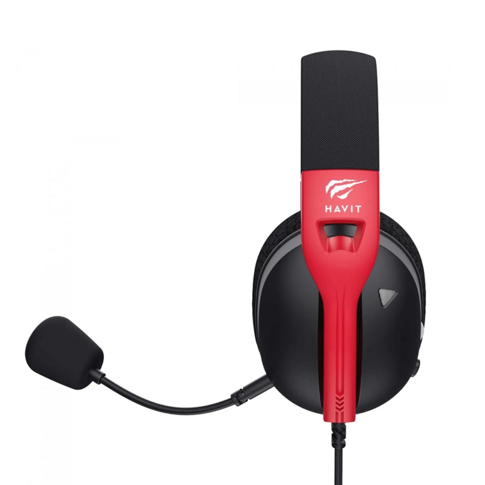 Audifonos Havit Multiplataformas Compatible con Windows MAC PS4 PS5 XBOX Nintendo Switch Android iPhone Microfono Desmontable color Negro+Rojo Fuxi-H5d-BR