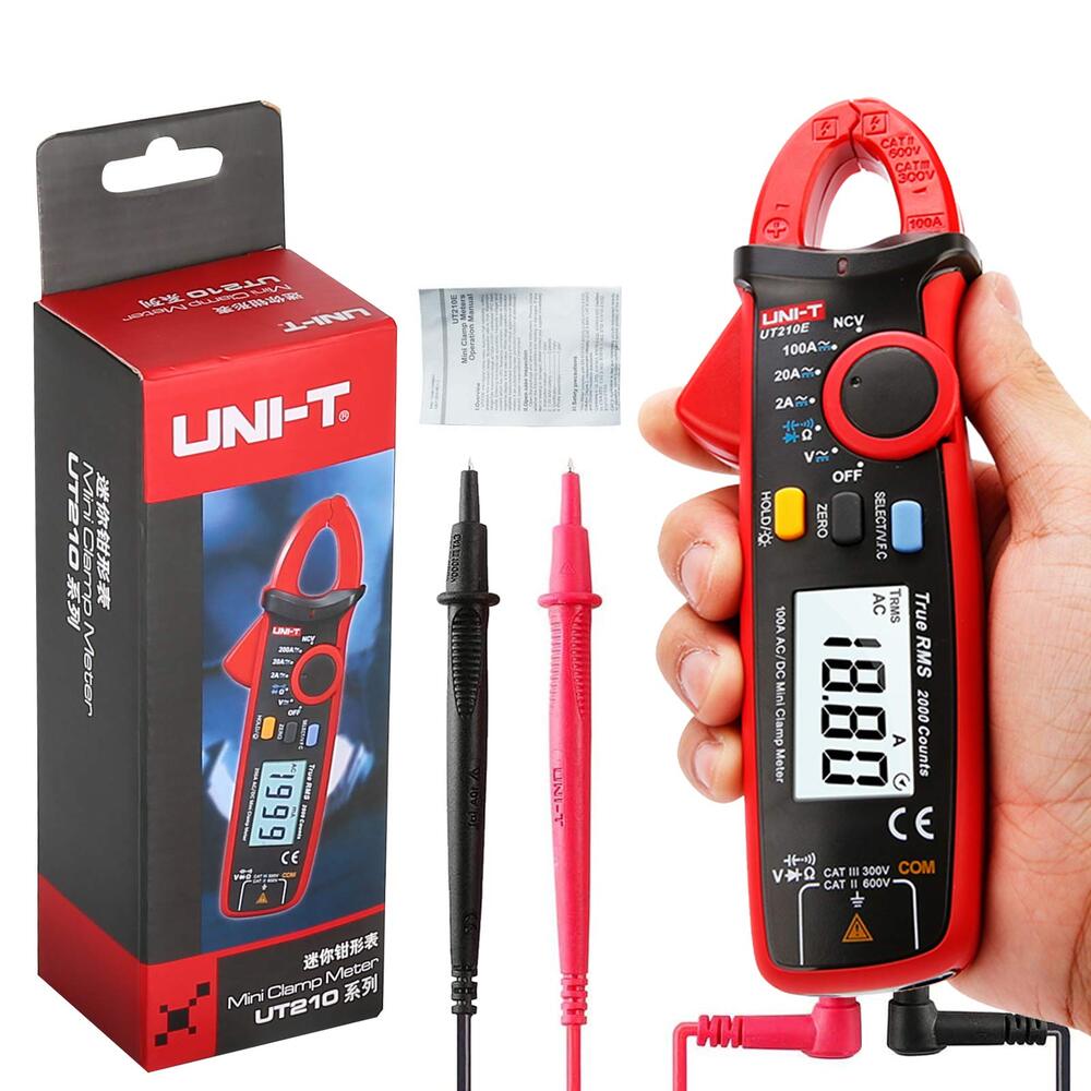 Mini Pinza Amperimetrica Uni-t Digital hasta 100A AC DC 600V AC DC Capacitancia Resistencia UT210E