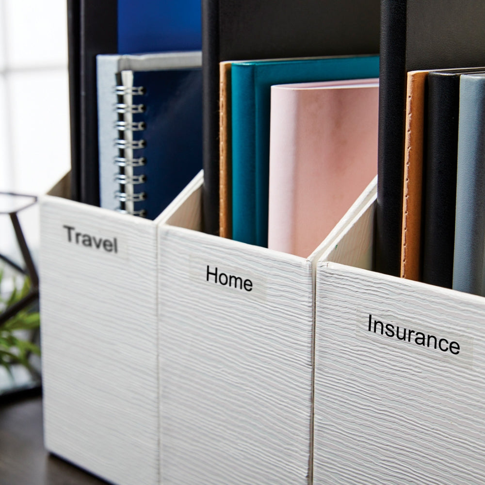 Cinta Dymo D1 Labelmanager Standard texto Negro fondo Transparente 12mm x 7m 45010