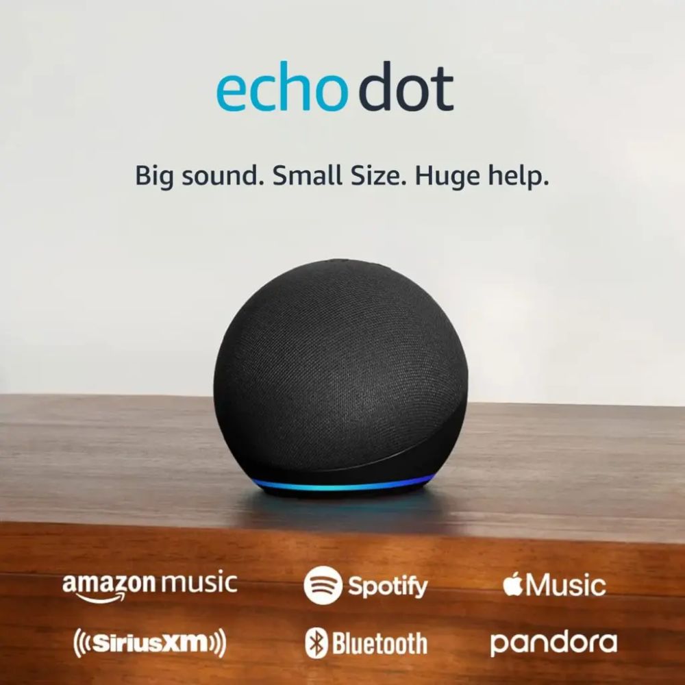 Parlante Amazon Alexa Echo Dot 5ta Generacion Controla Tu Hogar WiFi Doble Banda Boton Silencio color Negro C2N6L4-N