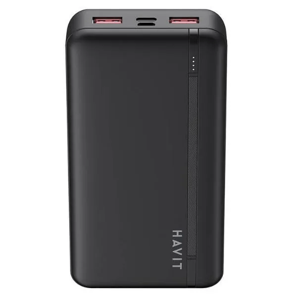 Cargador Portatil Havit Power Bank de 20.000 mAh puerto USB-A USB-C color Negro PB92-B