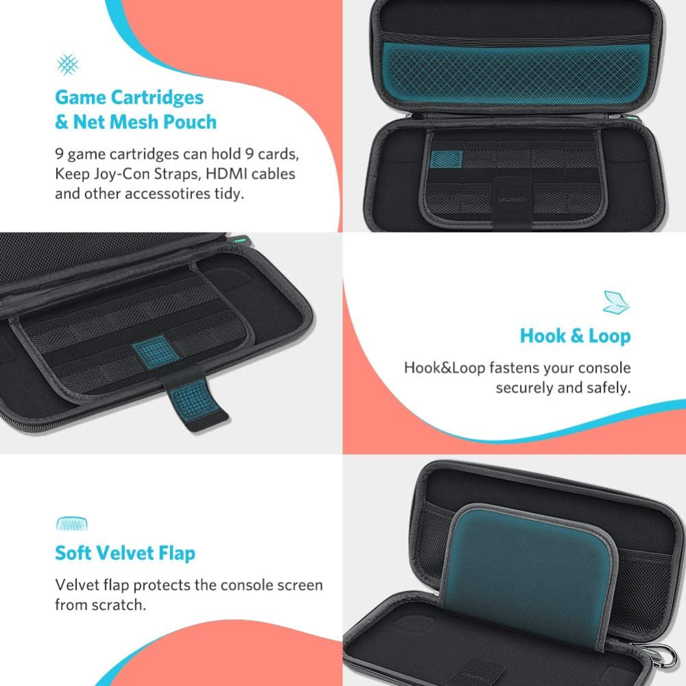 Estuche Ugreen para Nintendo Switch Lite Transporte Rigido Portatil con Asa Comoda y un Mosqueton 50974