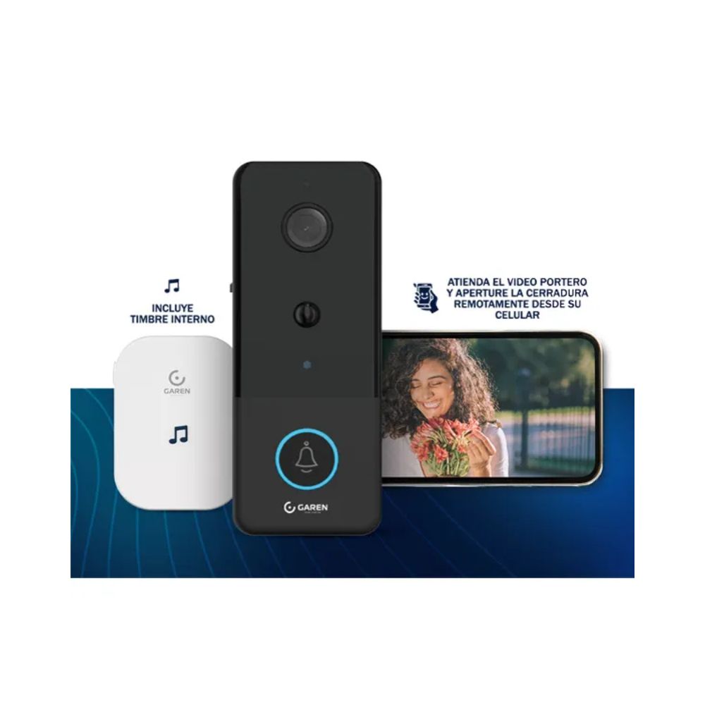 Frente de Calle Garen IP WiFi 2.4GHz IP65 Grabacion SD-Card Hasta 128GB Voltaje 100 a 220VAC con Rele para Apertura de Puerta GA-VPS01