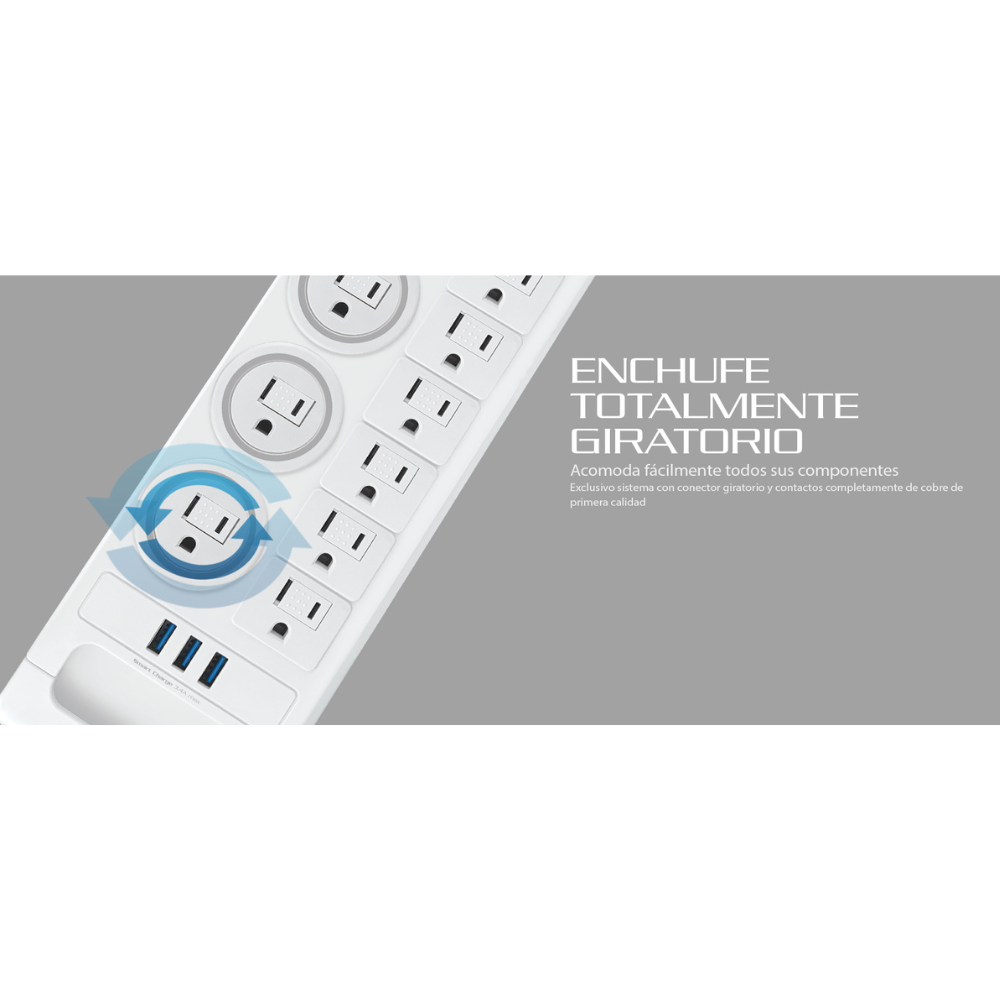 Protector de Sobretension Forza Nivel 2 1800J 1750W con 11 Salidas NEMA y 3 Puertos USB-A FSP-1011USBW