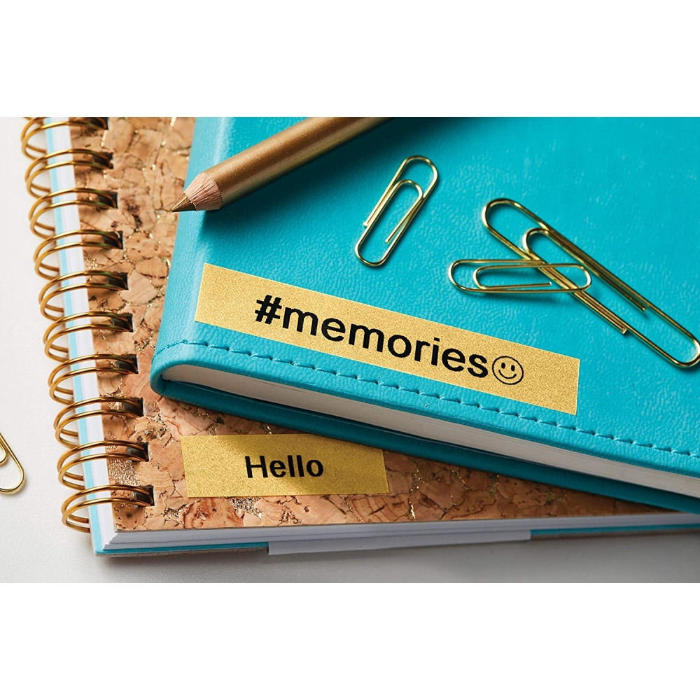 Cinta Dymo D1 Labelmanager Color Pop Negro fondo Dorado 12mm x 3m 2056090