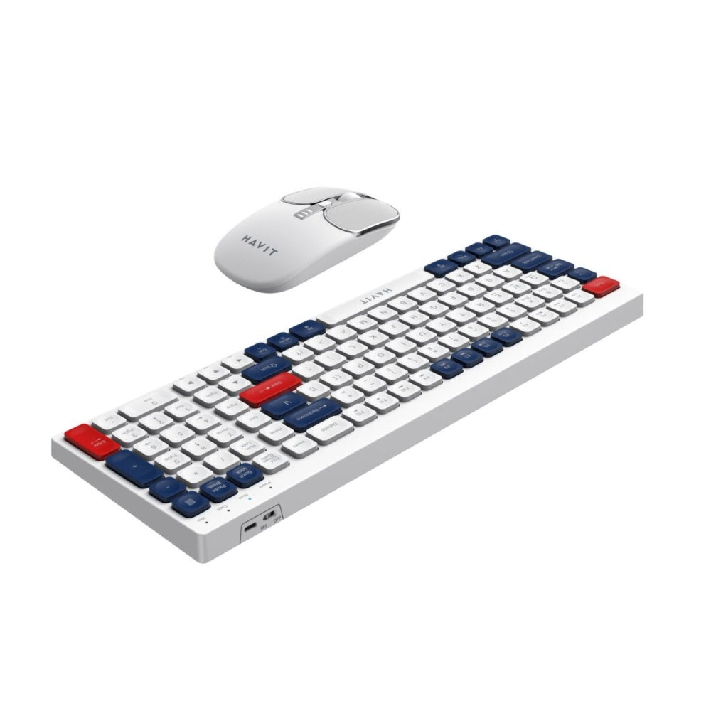 Combo Teclado y Mouse Havit Inalambrico Conexion Dual Inalambrico y BT 5.1 Alcance 10 Metros KB830WB-WH