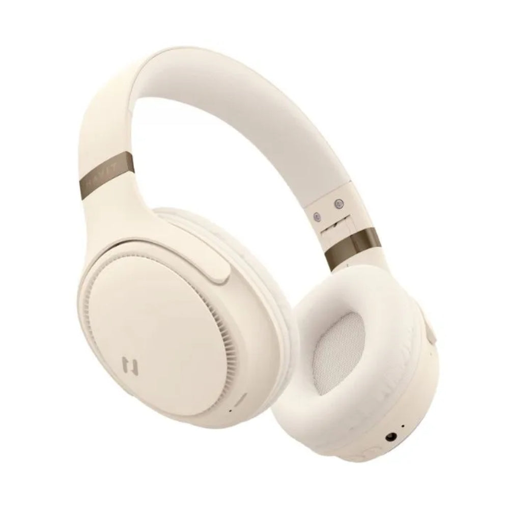Audifonos Havit Inalambricos Bateria hasta 55 Bluetooth 5.3 Diseño Plegable FM Radio Micro SD y Auxiliar color Beige H630BT-BG