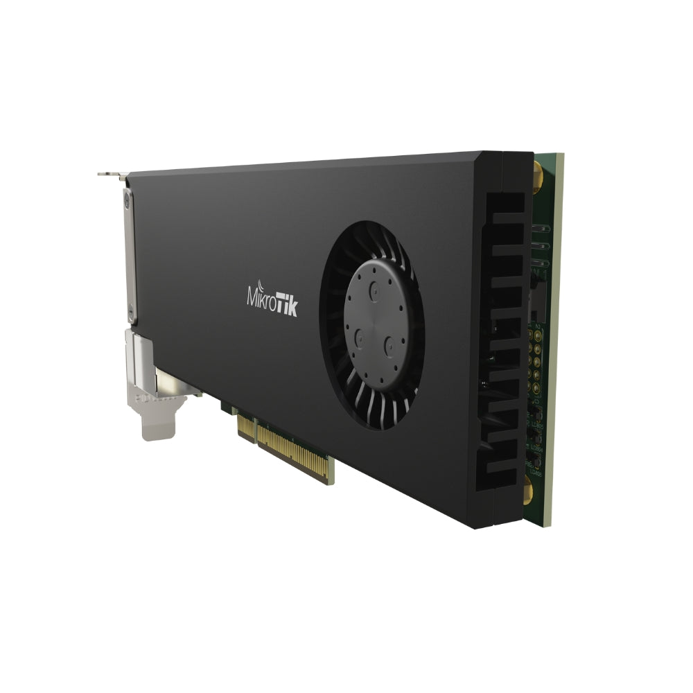 Tarjeta Mikrotik PCI-Express 2 Puertos SFP28 25G + 1 Ethernet Gigabit CPU AL32400 2GHz 64Bits RAM 4GB RouterOS Licencia Nivel 6 CCR2004-1G-2XS-PCIe