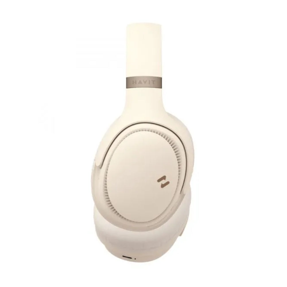Audifonos Havit Inalambricos Bateria hasta 55 Horas Bluetooth 5.3 Diseño Plegable FM Radio Micro SD y Auxiliar color Crema H630BT-BT