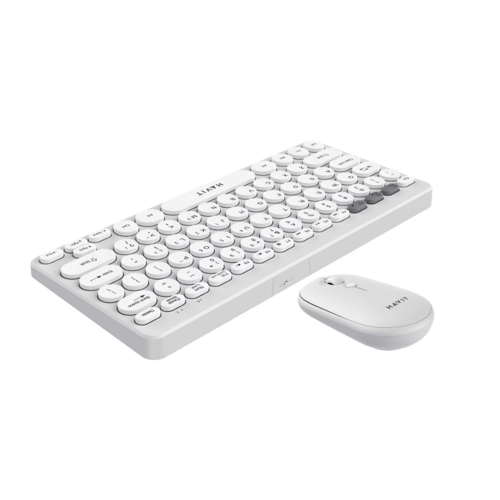 Combo Teclado y Mouse Havit Diseño Elegante Conexion 2.4GHz Mouse hasta 1600 DPI Alcance 10 Metros color Blanco KB279GCM-WH