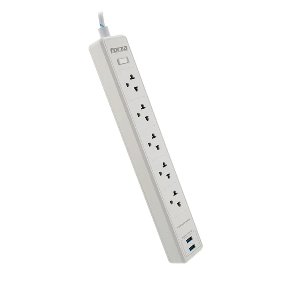 Protector de Sobretension Forza Nivel 2 1200J 1540W con 5 Salidas NEMA y 2 Puertos USB-A FSP-512USBW