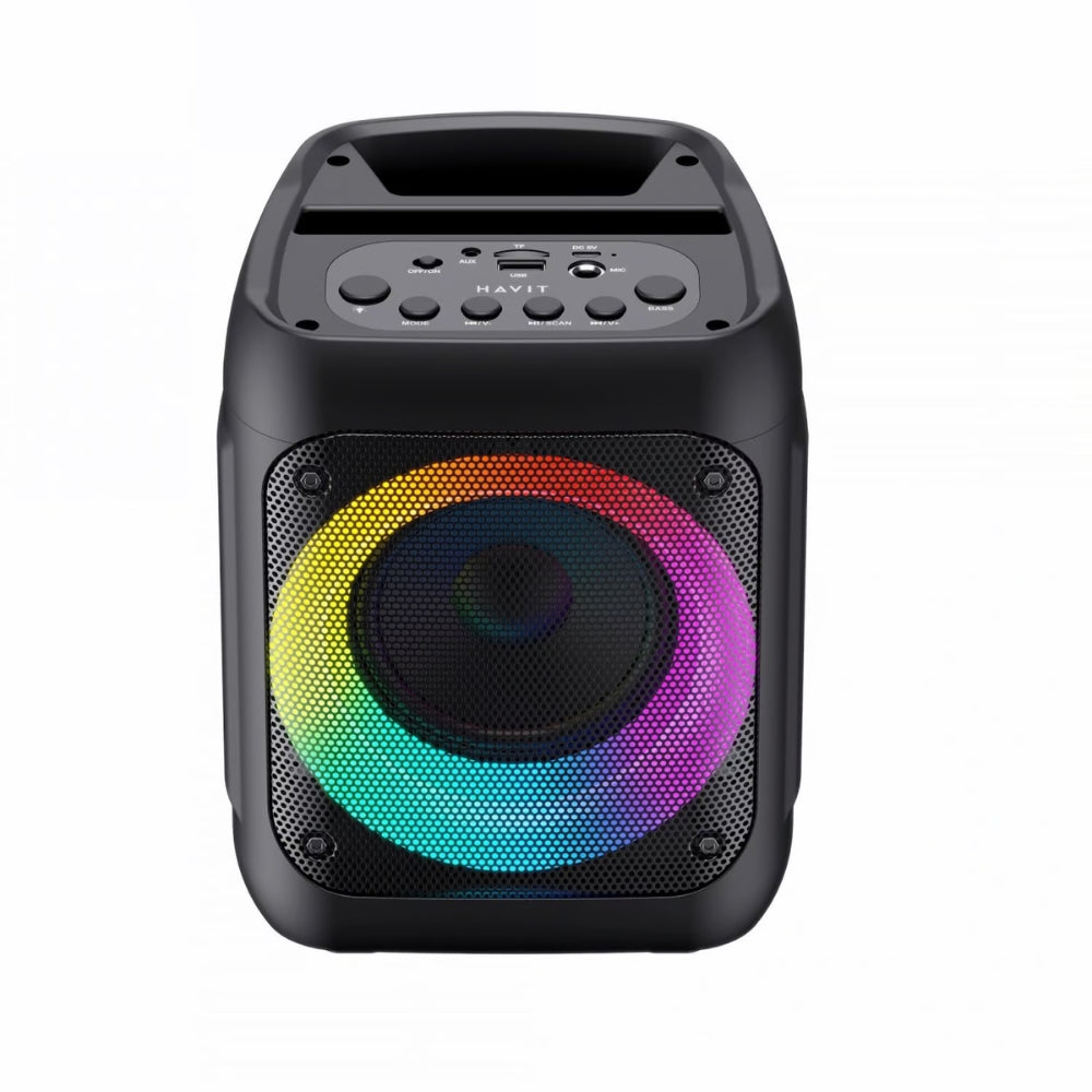 Altavoz Havit Bluetooth 5.0 RGB Potencia 8 Watts Bateria hasta 2 Horas Soporta Bluetooth TWS Aux Micro SD USB Radio FM y Microfono SQ133BT