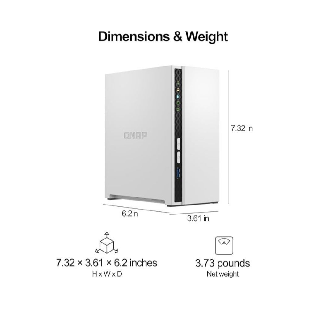 Servidor NAS Qnap de 2 Bahias Procesador ARM Cortex-A55 con 2GB RAM 1 Puertos GbE 1 Puerto USB 3.2 TS-233-US