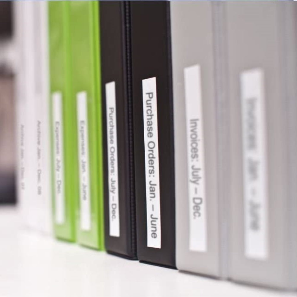 Cinta Dymo D1 Labelmanager Standard color texto Negro fondo Blanco 12mm x 7m 45013