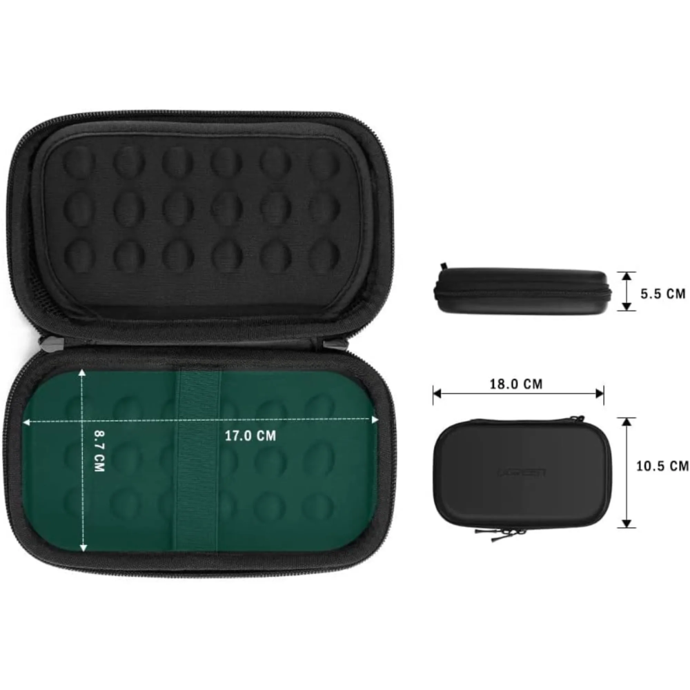 Estuche Ugreen para Disco Duro y Accesorios 18x9.5x5.5cm color Negro 50274