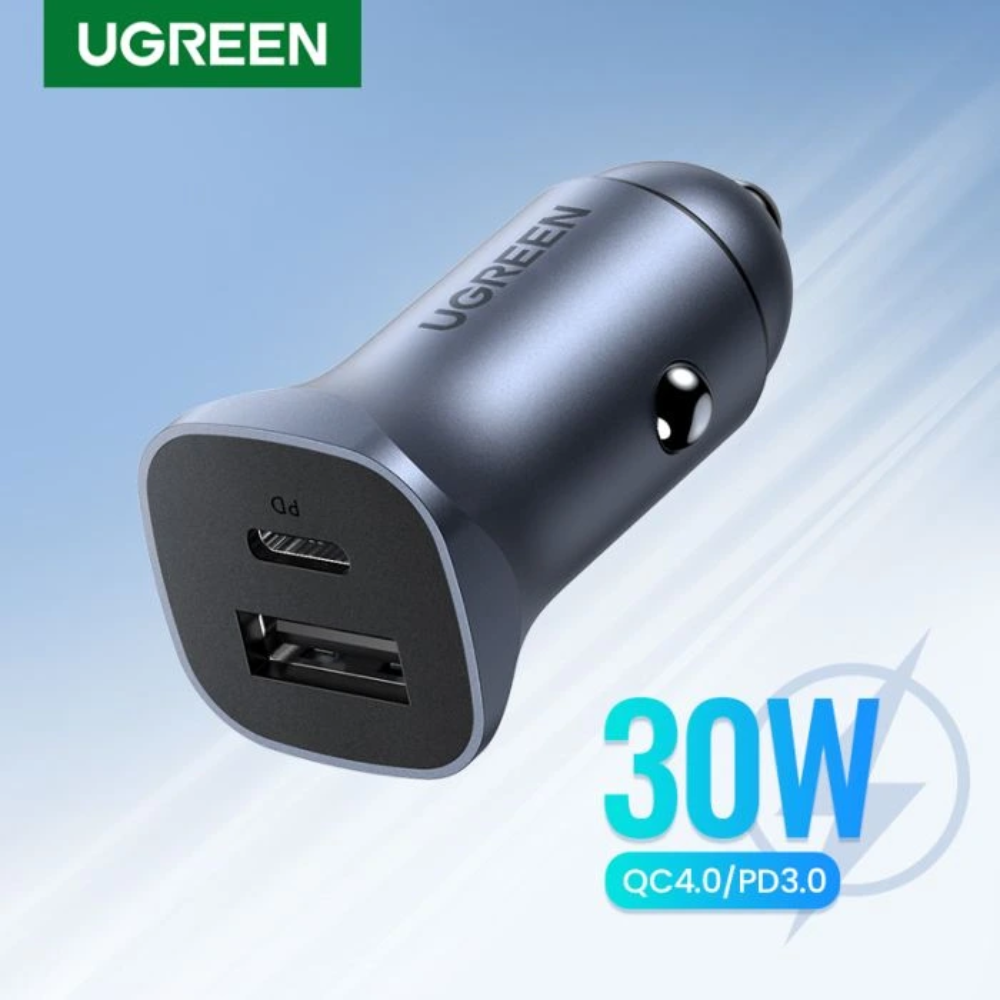 Cargador Ugreen de Vehiculo Puerto USB-A PD30W+SCP22.5W Puerto USB-C 42.5W Maximo Soporta PD QC 3.0 con Proteccion Electrica 40858
