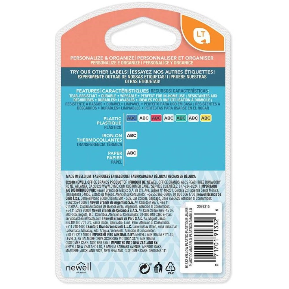 Cinta Dymo Letratag Plastico texto Negro fondo Azul 12mm x 4m 91335