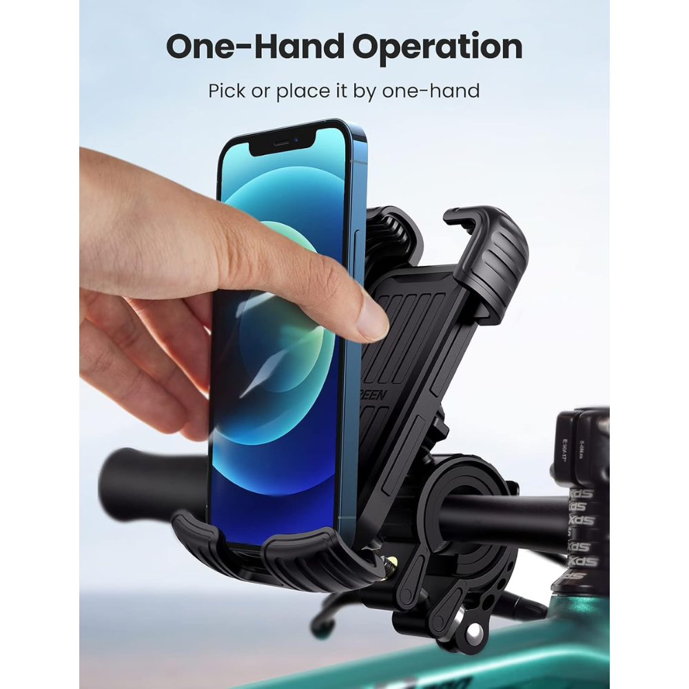 Soporte de Bicicleta Ugreen Universal Compatible con Celulares de 4.6 a 6.8" Seguridad en 4 esquinas Rotacion 360 grados 60548