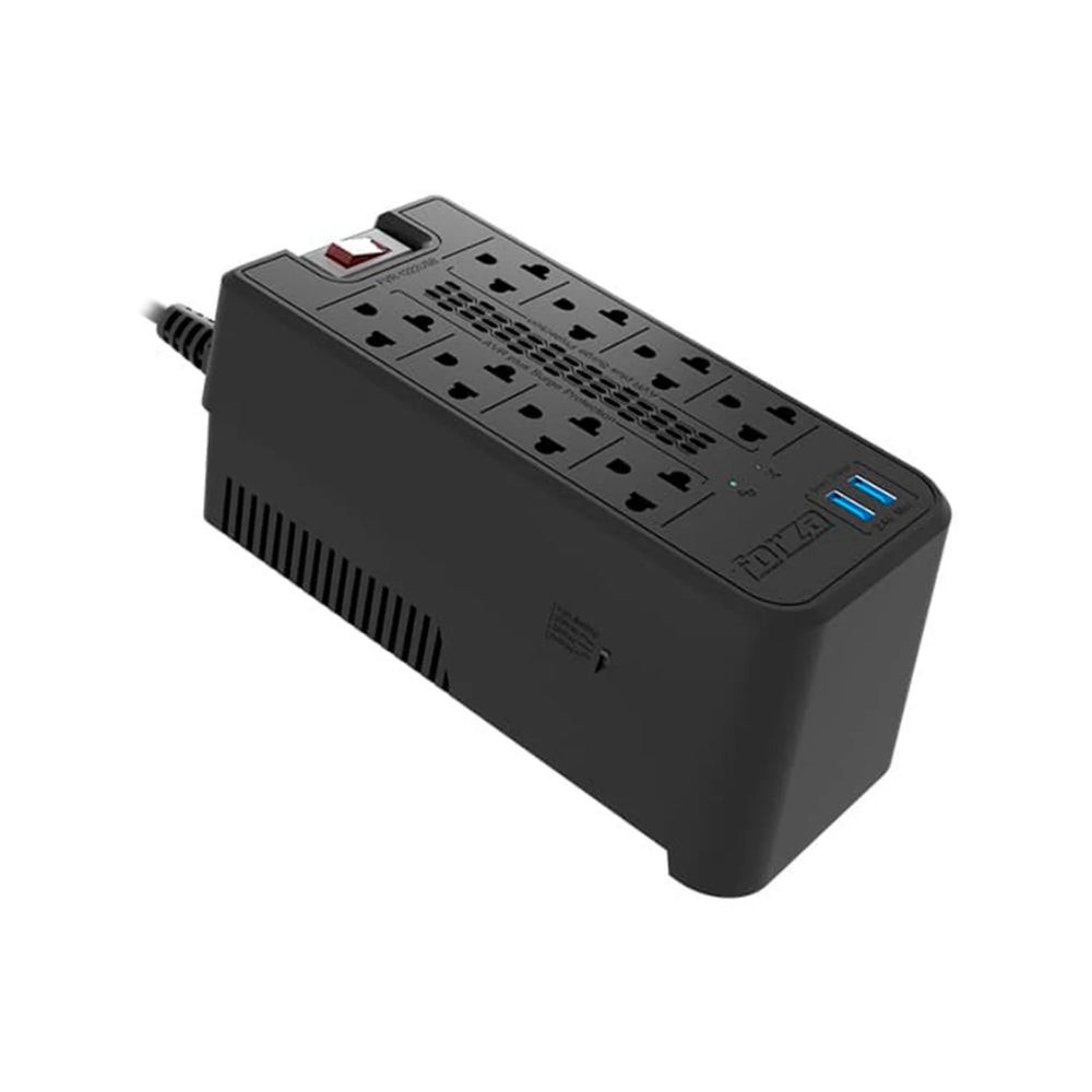 Estabilizador Forza Regulador Automatico de Voltaje 1200VA 600W con 8 Salidas NEMA y 2 Puertos USB-A FVR-1222USB