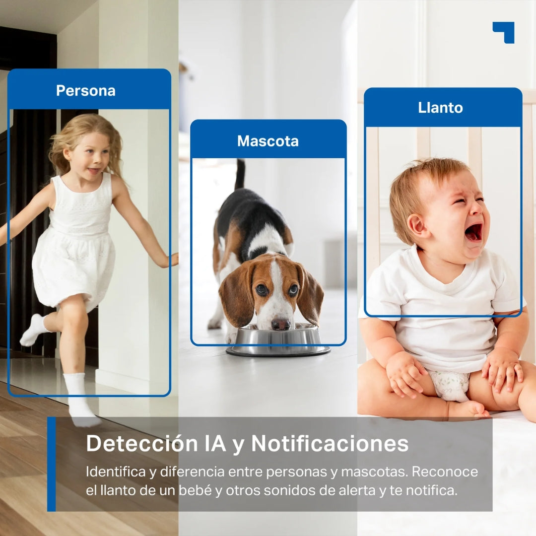 Camara Tapo 2K QHD WiFi Giro Horizontal 360grados 114 Vertical Deteccion Mascota y Llanto de Bebe con IA sensor movimiento audio de 2 vias Tapo C220