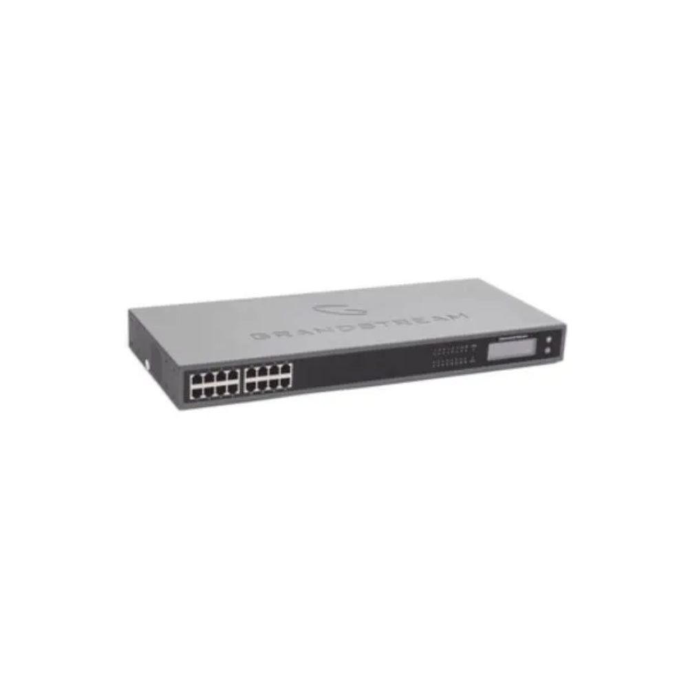 Gateway IP GranDStream 16 Cuentas SIP 16 puertos RJ11 FXS 2 Puertos Ethernet 100 Mbps Protocolo T.38 Cancelacion de Eco G.168 Deteccion de Voz Activa GXW4008