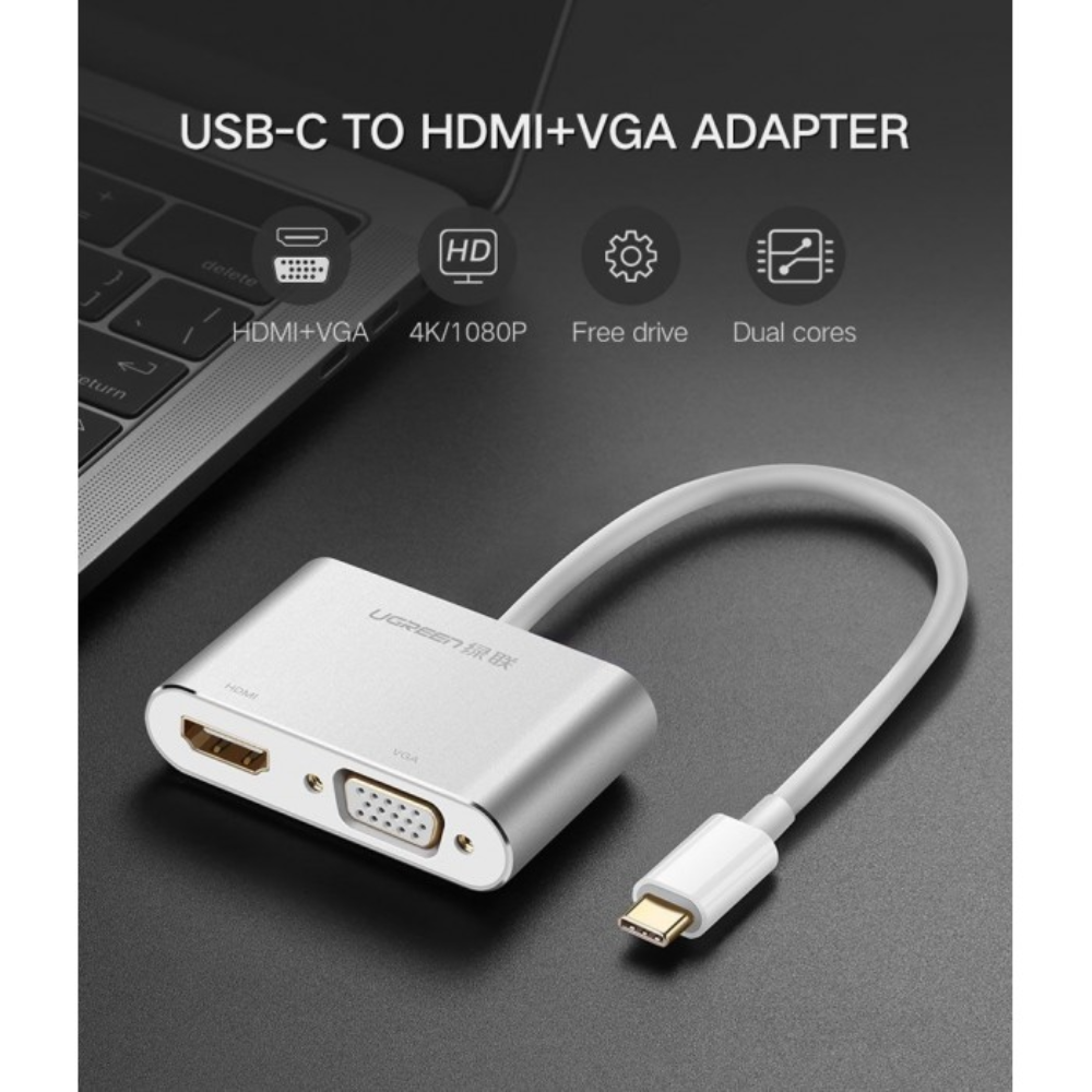 Conversor Adaptador Ugreen de USB-C a VGA y HDMI 1.4 30843