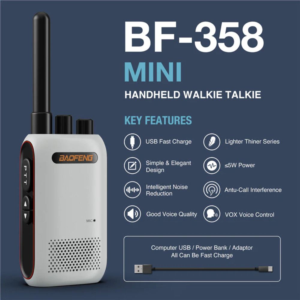 Radio Portable Baofeng UHF Analogico 400 a 470 MHz 16 Canales Potencia 5W BF-358