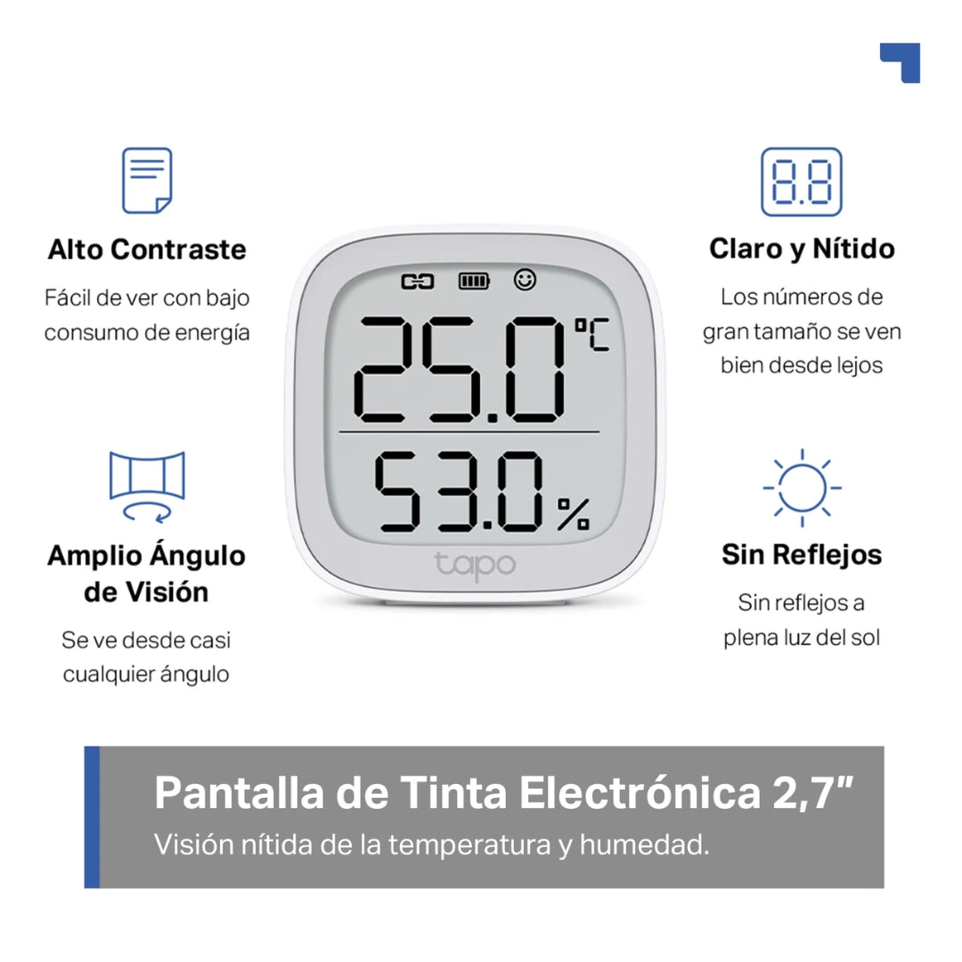 Sensor de Temperatura y Humedad Tapo Inteligente Inalambrico Pantalla de 2.7" Tapo T315