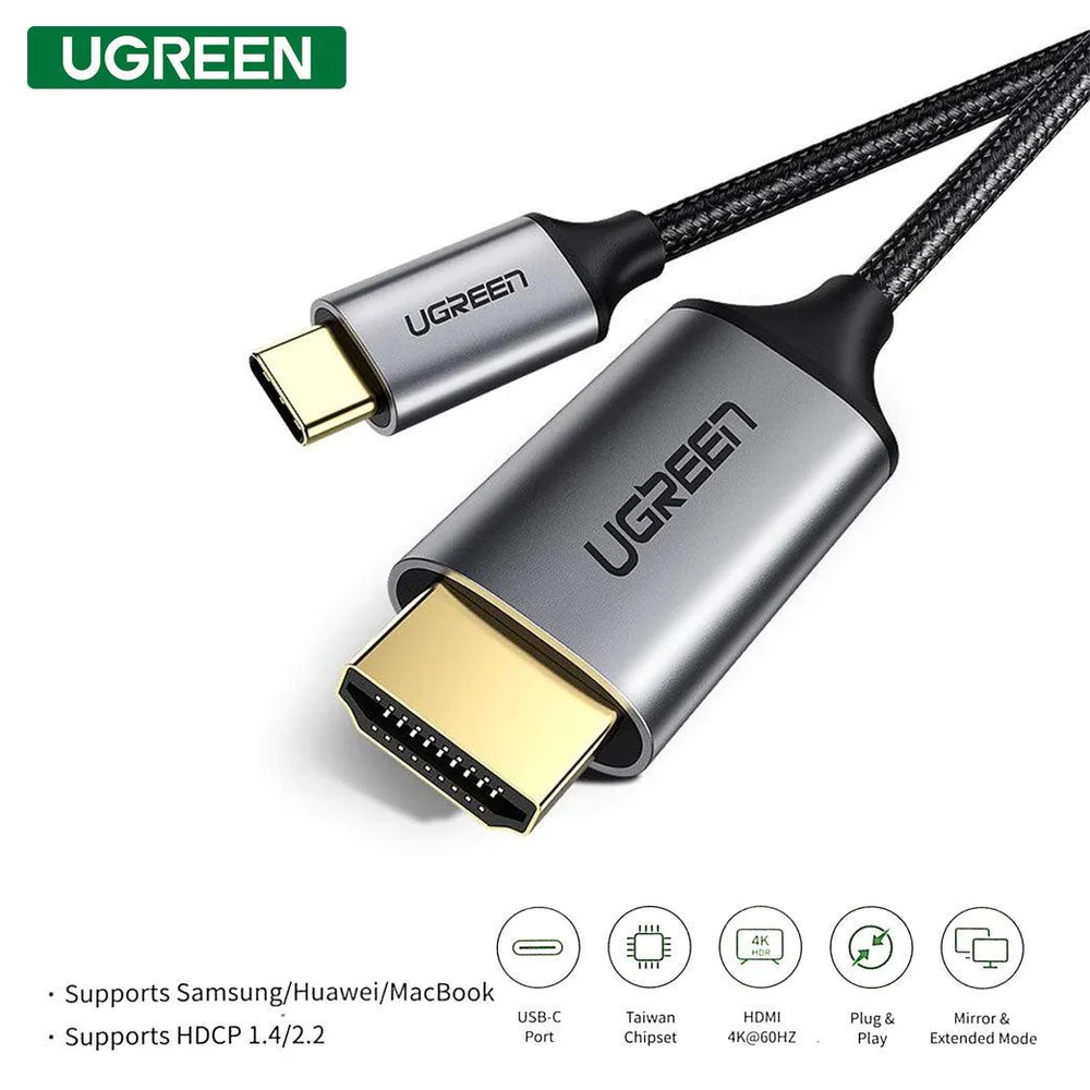 Cable USB-C a HDMI Ugreen de 1.5M de Longitud Chapado en Oro Compatible con PC 50570