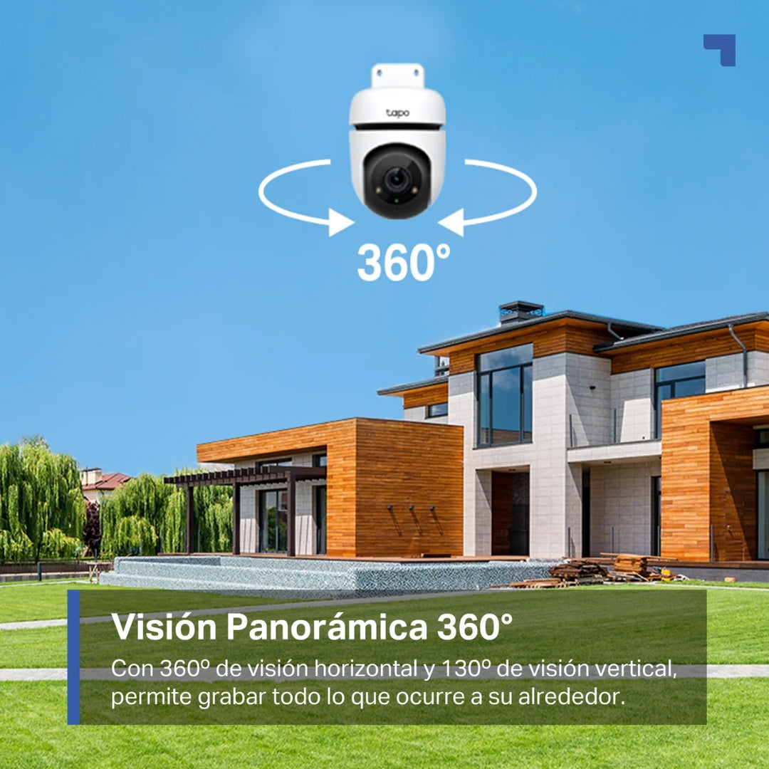 Camara para Exterior Tapo Full HD WiFi Giro Horizontal 360 Vertical 130grados Full Color Vision Nocturna Sensor de Movimiento Audio 2 Vias IP65 Tapo C500