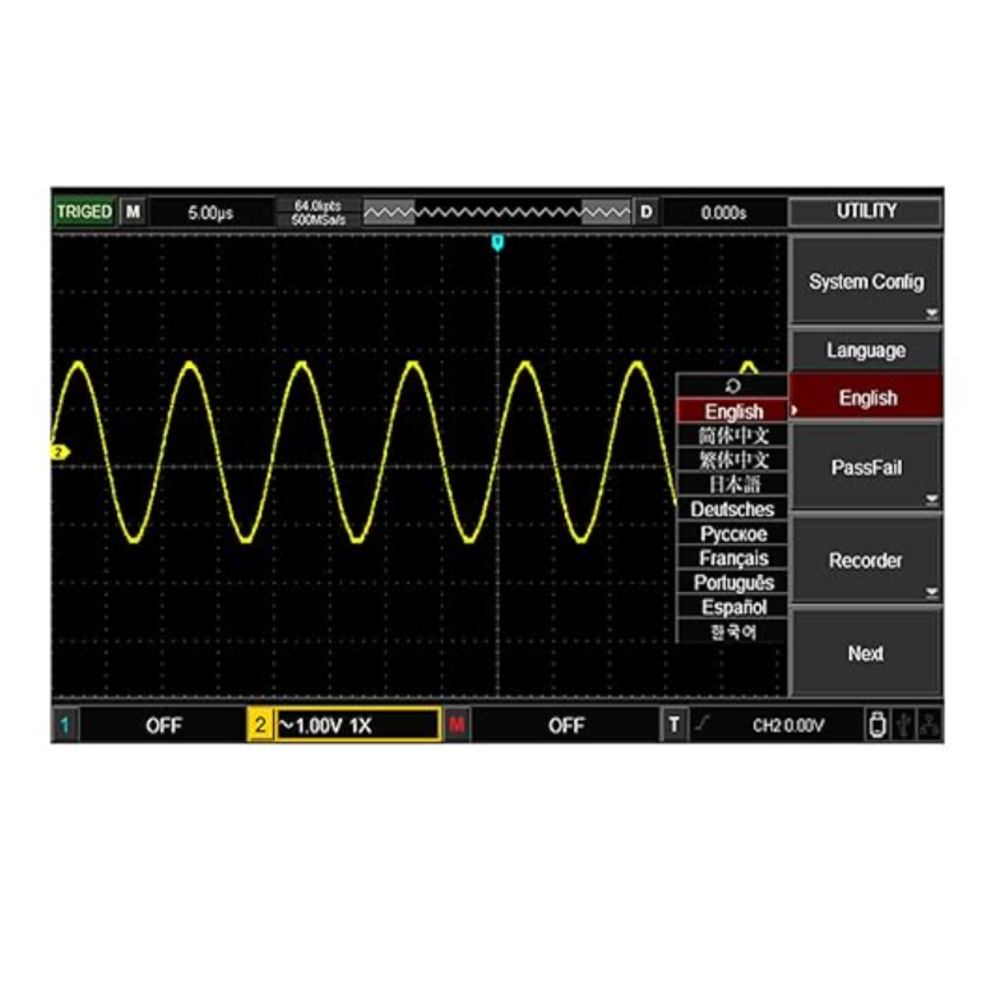 Osciloscopio Uni-t Digital Banda Ancha 100MHz 2 Canales Analogicos Tasa de Muestreo real 1GSa/s UTD2102CEX+