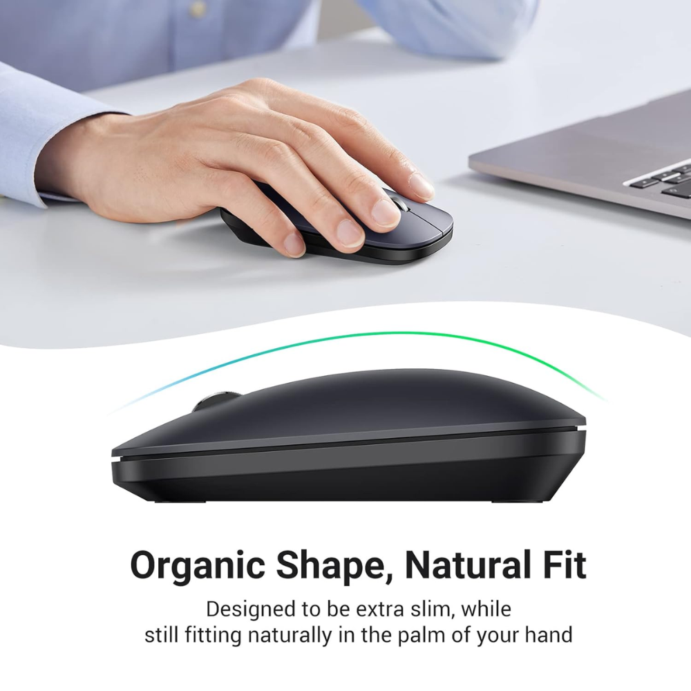 Mouse Ugreen Inalambrico 2.4GHz Ultra Slim hasta 4000 DPI Bluetooth 5.0 con 5 Botones color Negro 90372