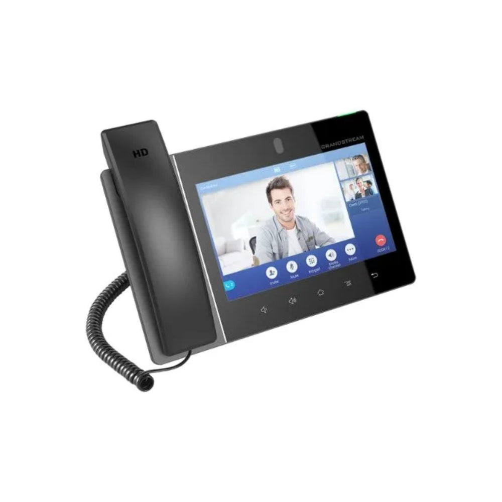 Telefono IP GranDStream 16 Lineas SIP 2 Puertos Ethernet Gigabit PoE Android 7 Pantalla IPS LCD 8" Camara 2MP WiFi Bluetooth 4.2 Salida Mini-HDMI Incluye Adaptador GXV3380
