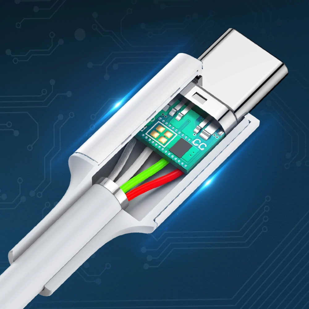 Cable Ugreen USB-C a USB-C 60W 3Amp Transferencia de Datos hasta 480Mbps de 1M de Longitud color Blanco 60518