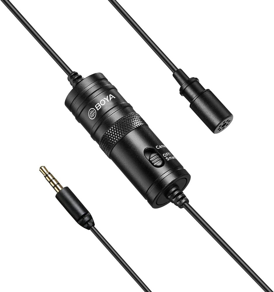 Microfono de Solapa Boya Omnidireccional Cable de 6m Espuma para Viento BY-M1