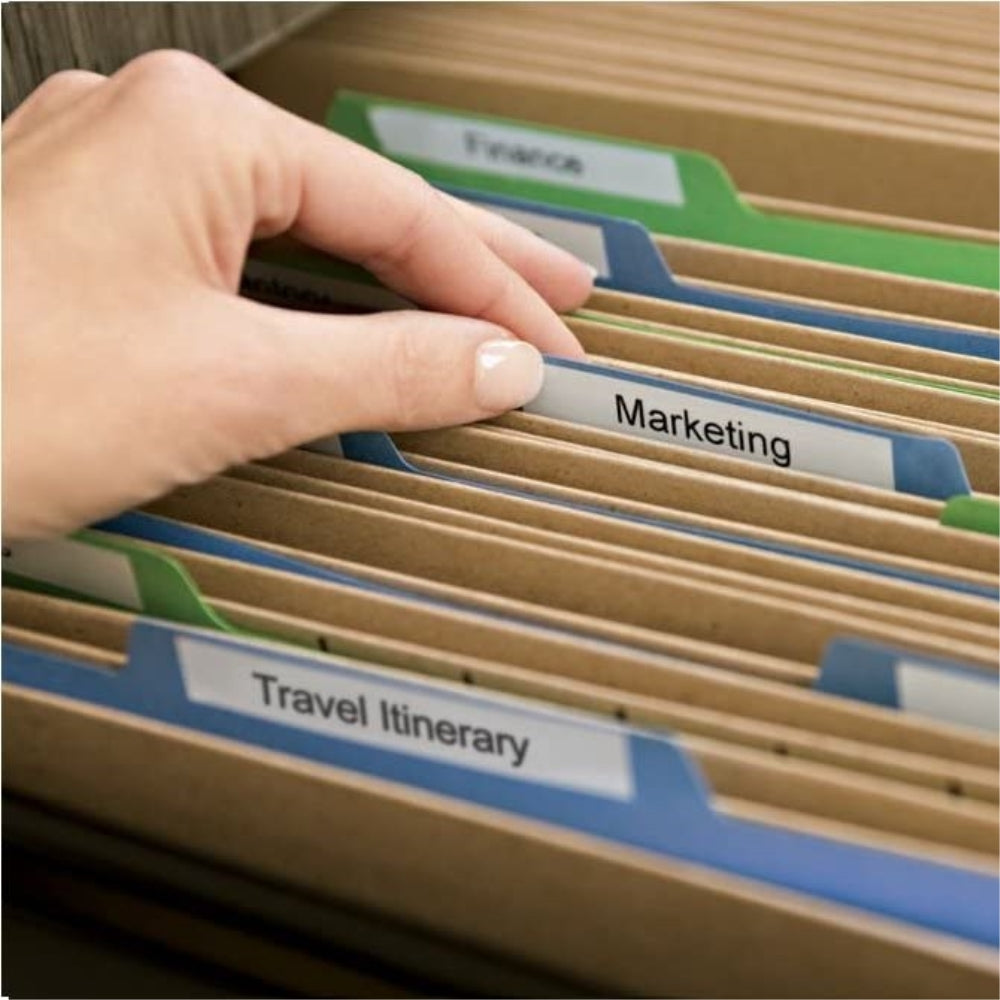 Cinta Dymo D1 Labelmanager Standard color texto Negro fondo Blanco 12mm x 7m 45013