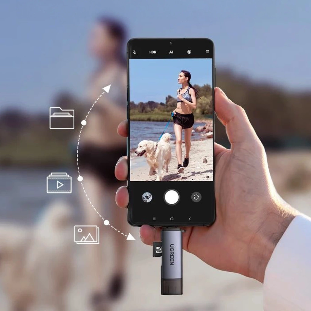 Lector de Tarjetas Ugreen Permite leer Micro SD y SD Doble Puerto USB-A y USB-C 50706