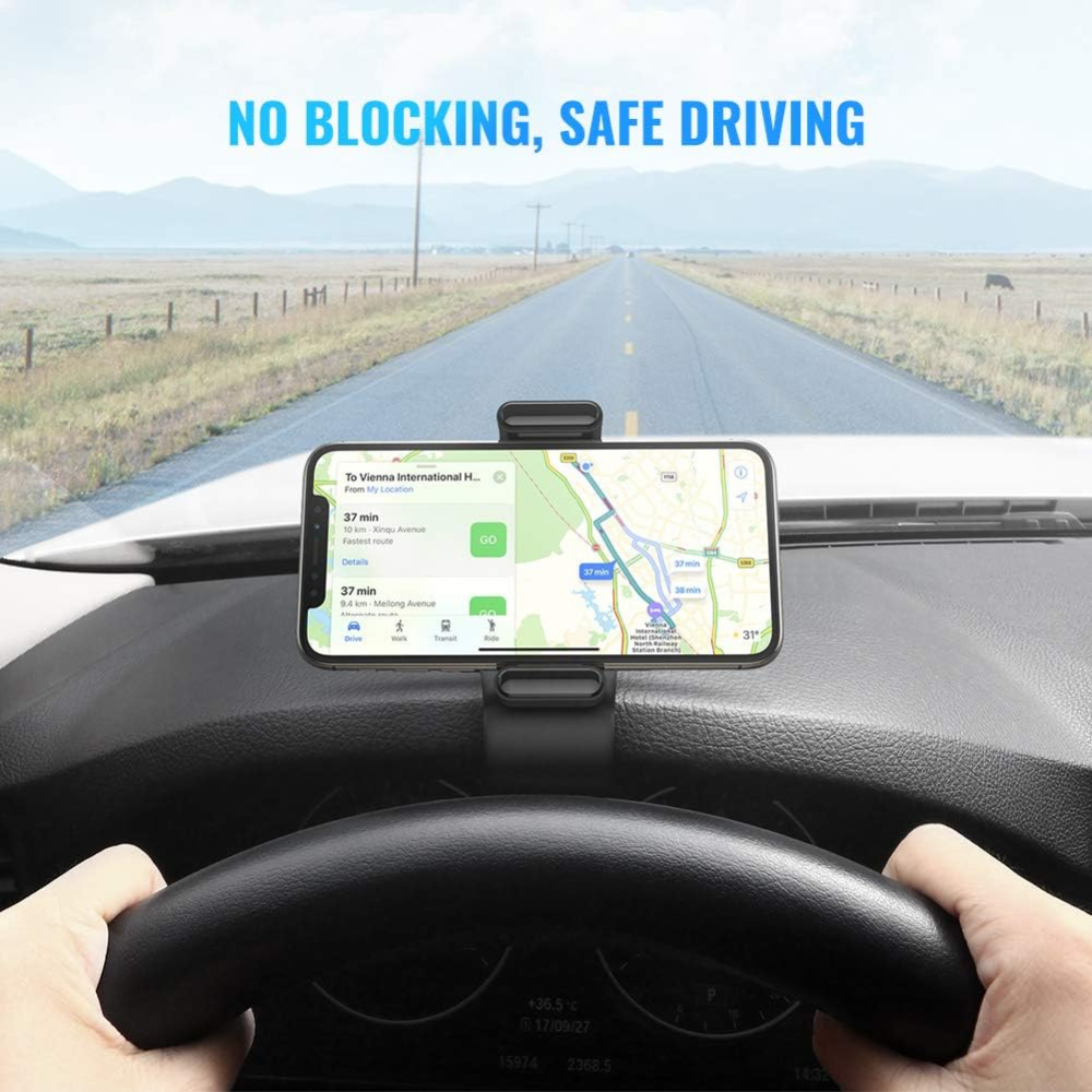 Soporte Ugreen de Telefono de 4" a 6.5" para Tablero con Clip de Presion para Vehiculos Conduccion Segura sin Bloqueo de Vista 60796