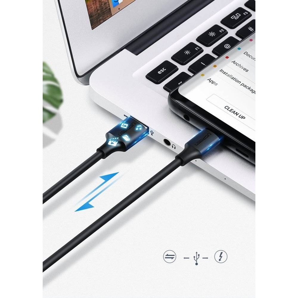 Cable Ugreen USB-A 2.0 a USB-C Carga Rapida 5V 3Amp Transferencia hasta 480Mbps Compatible con QD3.0 de 1M color Negro 60116